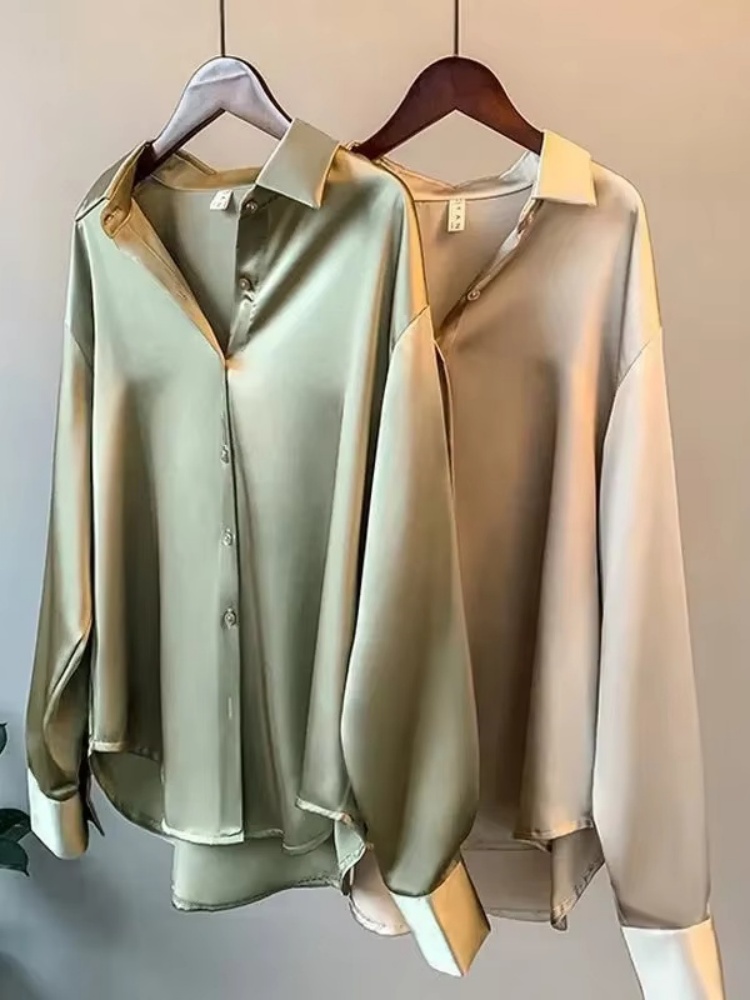 Summer Light Clothing - 2026 Elegant Satin Loose Women Shirt