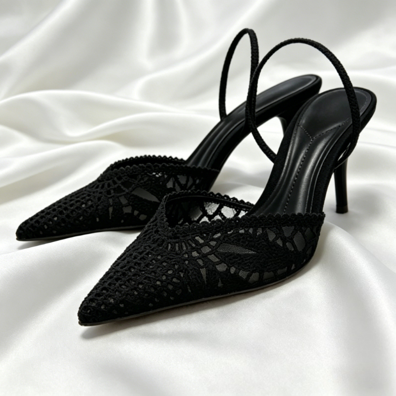 Summer Light Clothing - Novely Hollow Woven Design Heels for