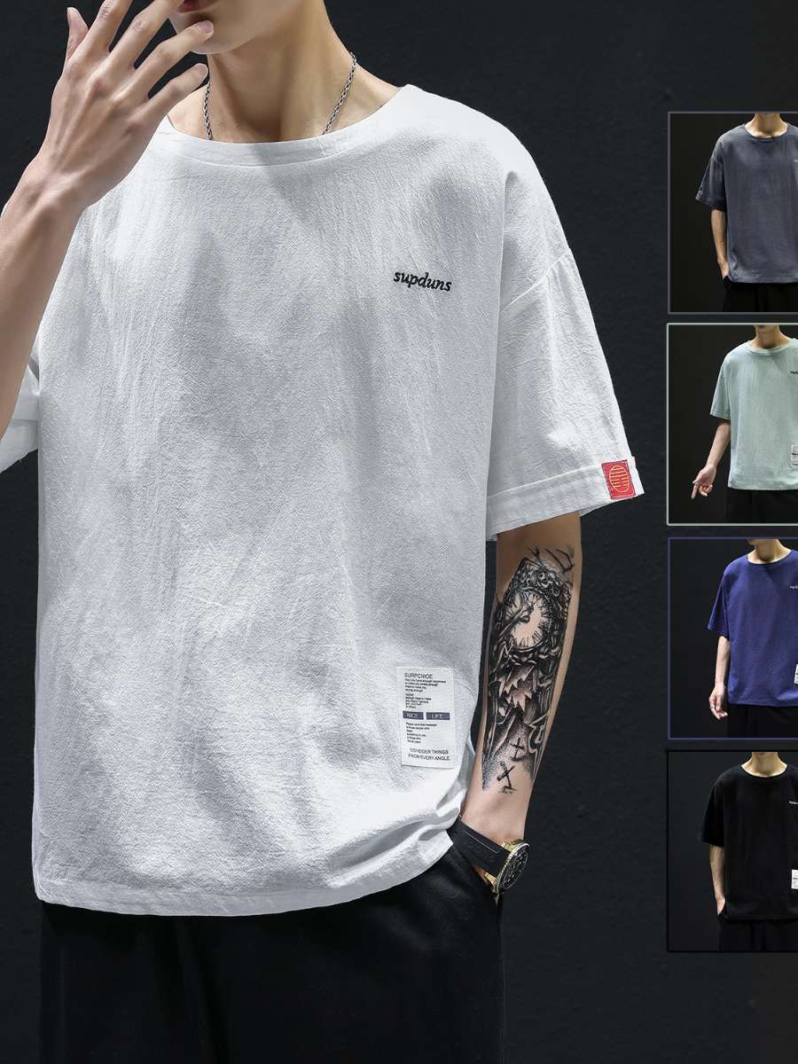 Summer Clothing Label - Summer Cotton Linen Youth T-Shirt Large