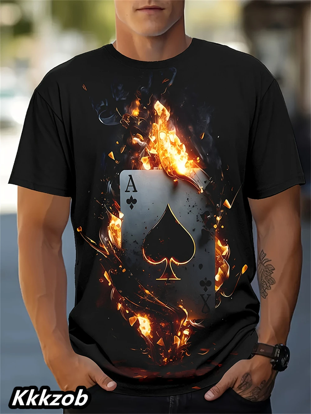 Men's Lion Print Short Sleeve  - Summer Clothing Essentials Men avaliação e preço