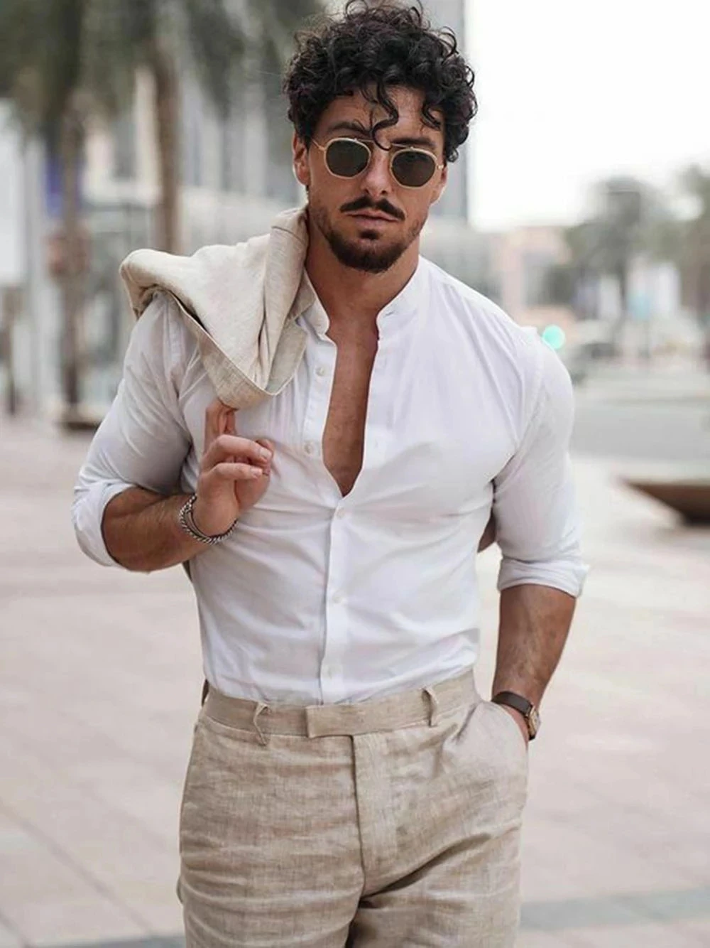 Summer Beach Business Linen Me - Summer Clothing Men Linen avaliação e preço