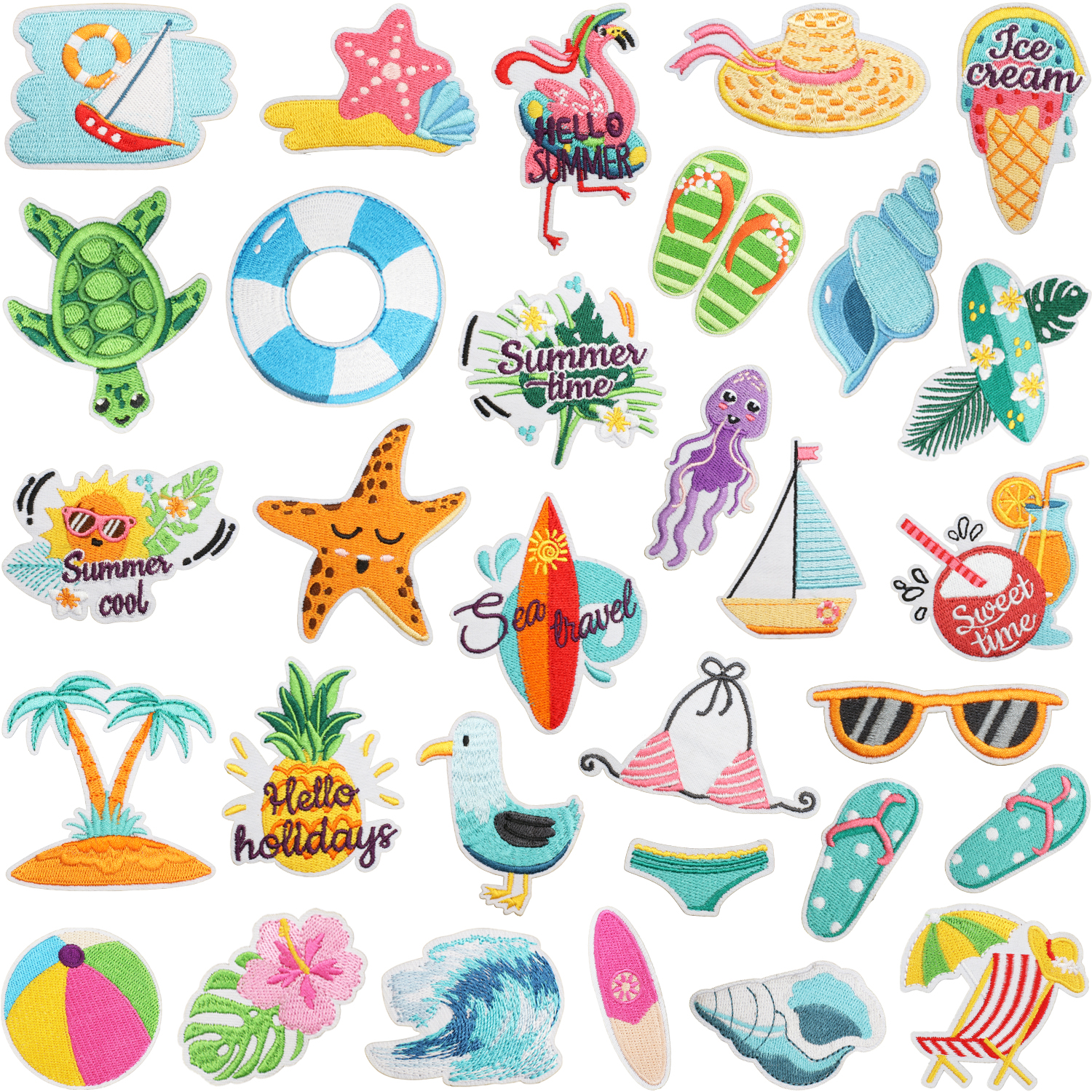Summer Time Sea 10 Pcs Embroid - Summer Clothing Pictures avaliação e preço