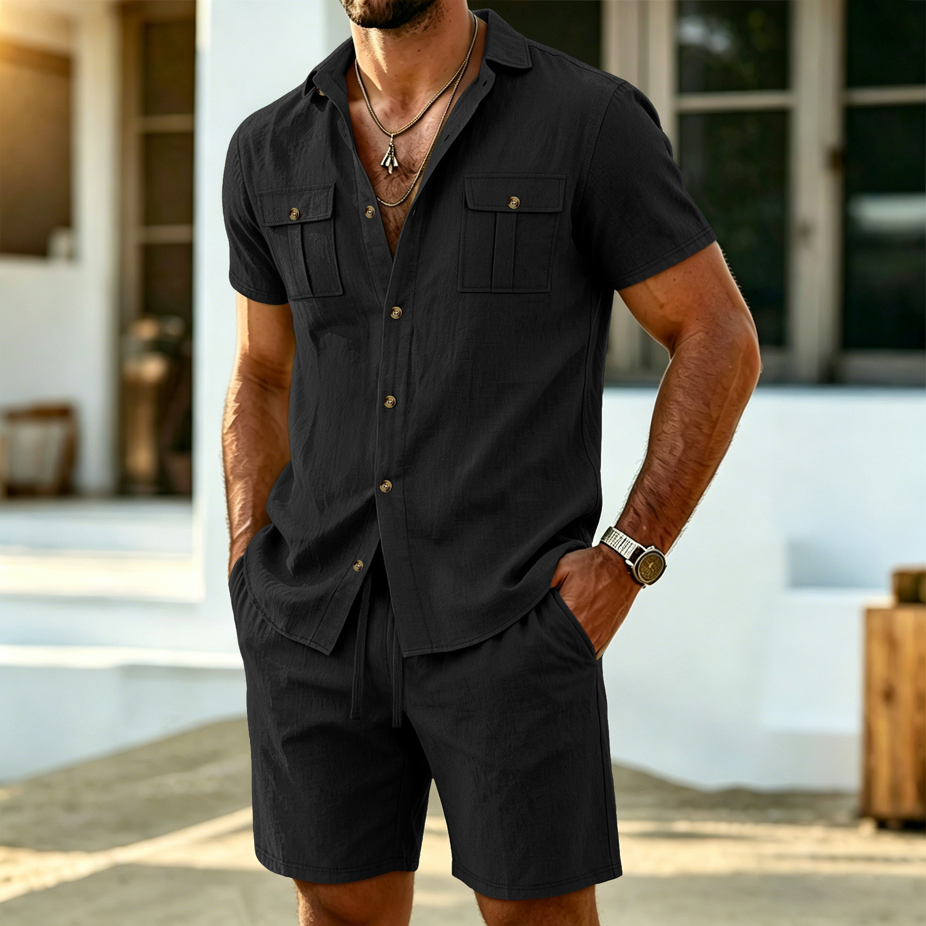 New summer men's linen outdoor - Summer Clothing Office avaliação e preço
