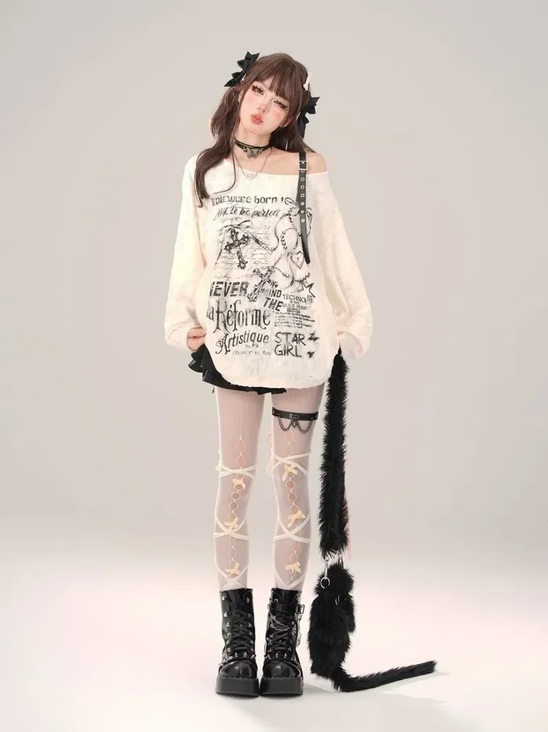 Grunge Gothic Off Shoulder Gra - Summer Grunge Clothing avaliação e preço