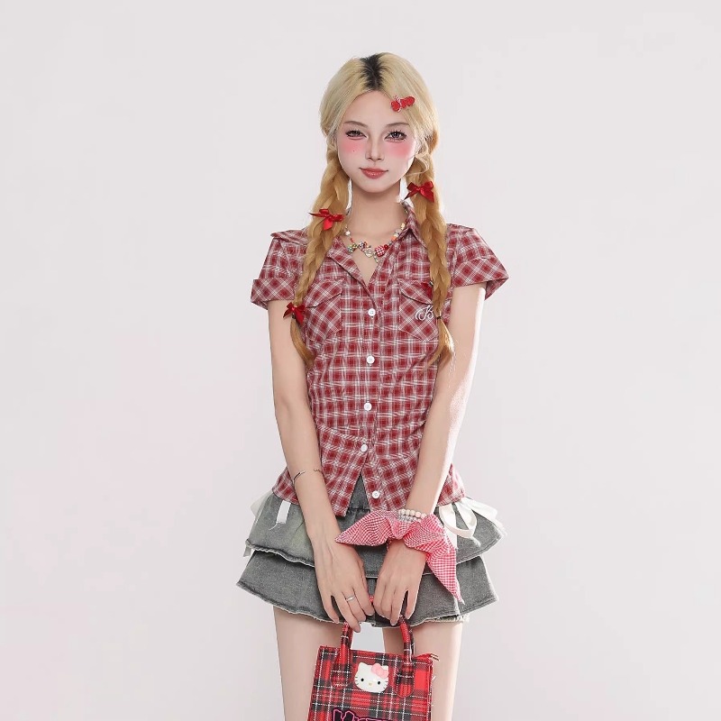 Harajuku Vintage Gothic Plaid  - Summer Grunge Clothing avaliação e preço
