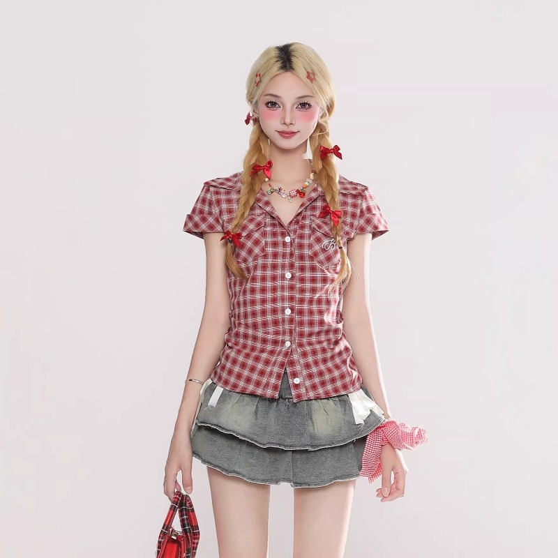 Harajuku Vintage Gothic Plaid  - Summer Grunge Clothing avaliação e preço