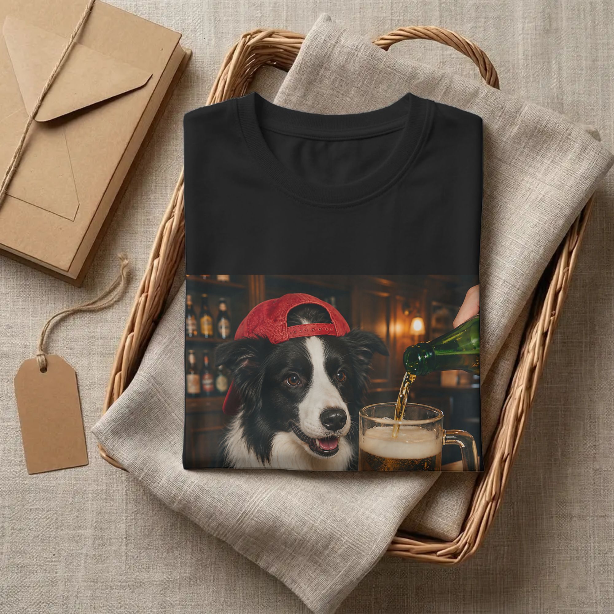 Men Border Collie Drinking Bee - Summer Clothing Ideas avaliação e preço