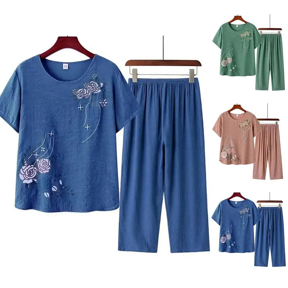 Middle-aged elderly women's sh - Summer Clothing Men Linen avaliação e preço