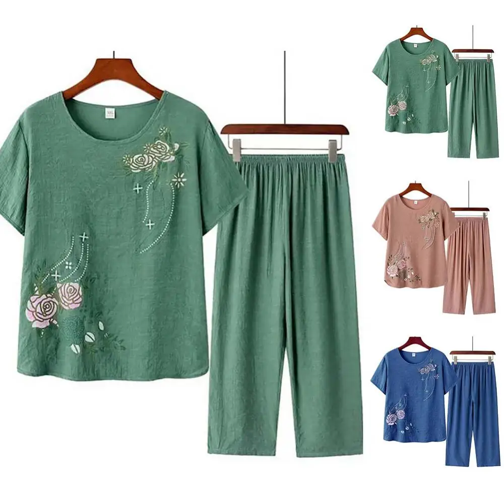 Middle-aged elderly women's sh - Summer Clothing Men Linen avaliação e preço