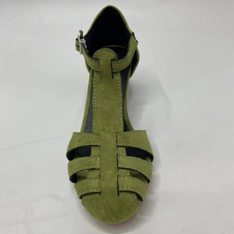 Women's Green Suede Kitten Hee - Summer Clothing Office avaliação e preço