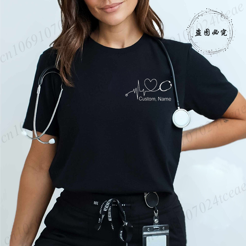 Custom Name Nurse Shirt Stetho - Summer Clothing Name avaliação e preço