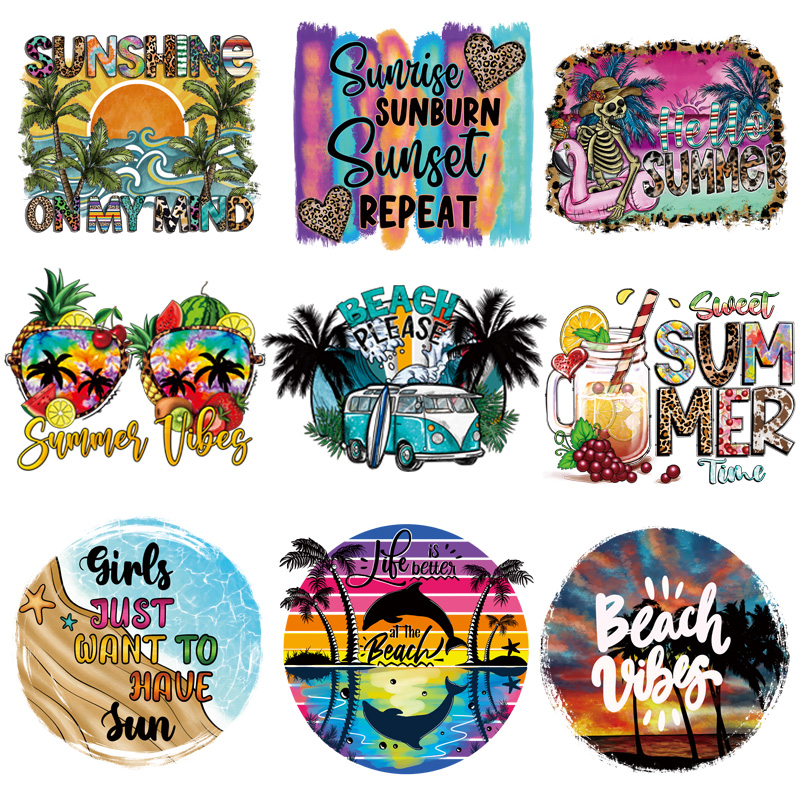 Summer Vibes Iron On Patches H - Summer Clothing Pictures avaliação e preço