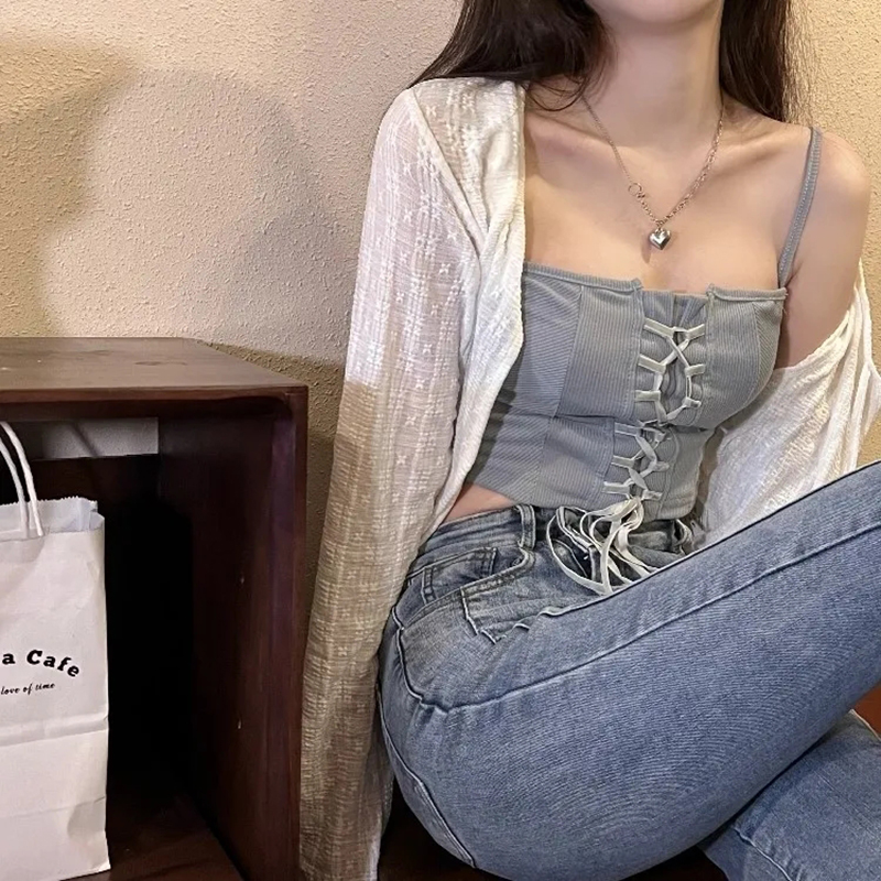 2026 White Tie Up Summer Cardi - Summer Light Clothing avaliação e preço