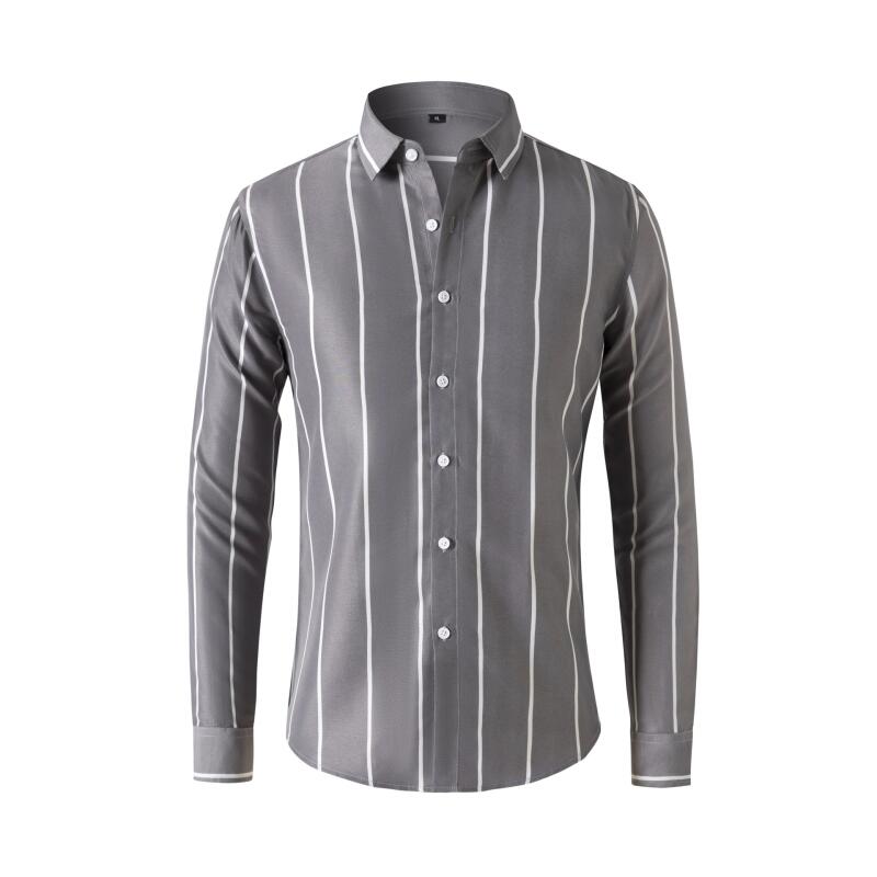 Men's Striped Dress Shirt Long - Summer Clothing Office avaliação e preço