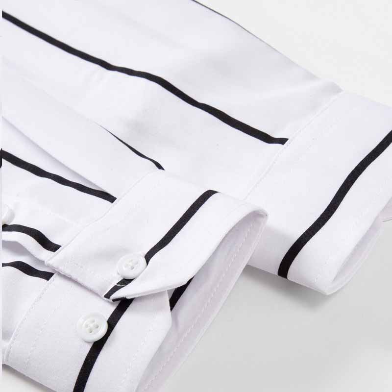 Men's Striped Dress Shirt Long - Summer Clothing Office avaliação e preço