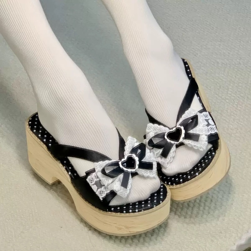 Sweet Bow Wood Grain Thick Bot - Summer Clothing Collection avaliação e preço