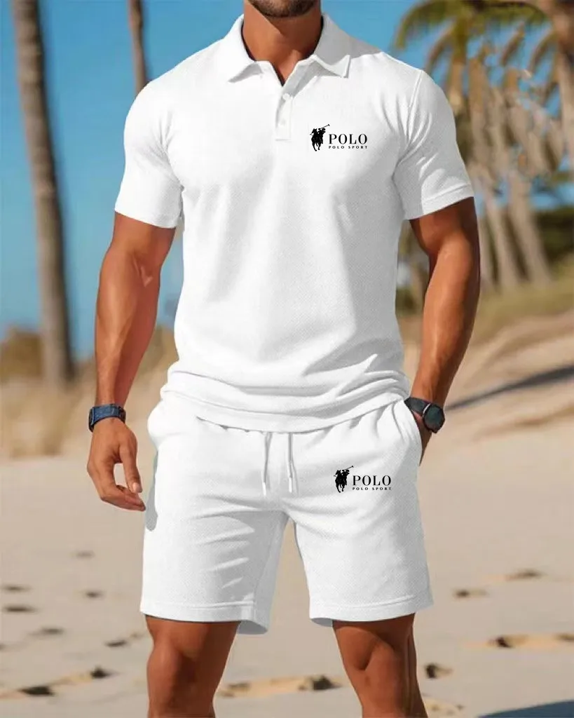 Men's Polo Shirt Set Summer Qu - Summer Clothing Office avaliação e preço