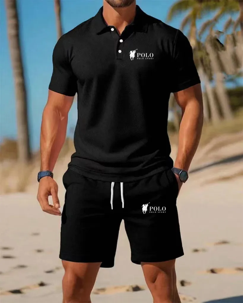 Men's Polo Shirt Set Summer Qu - Summer Clothing Office avaliação e preço