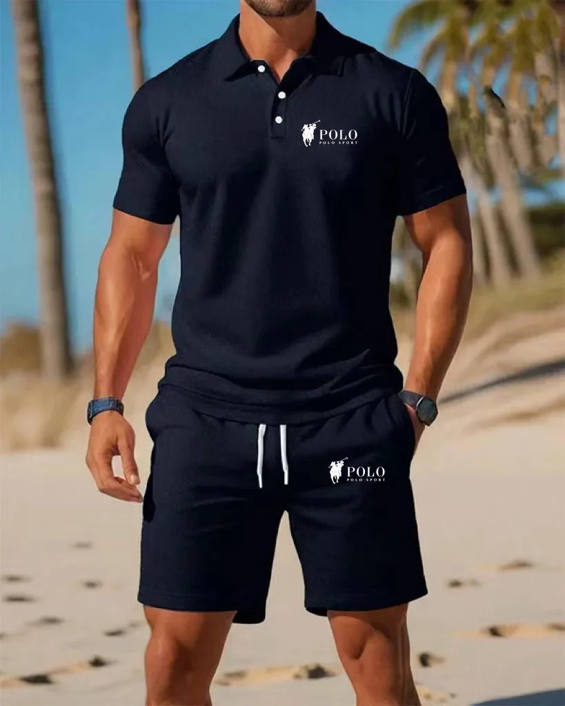 Men's Polo Shirt Set Summer Qu - Summer Clothing Office avaliação e preço