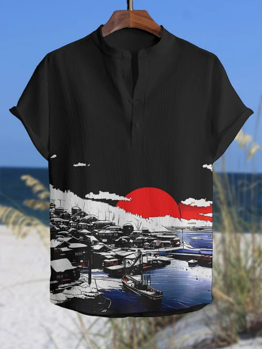Men's polo shirt octopus print - Summer Clothing Men Linen avaliação e preço