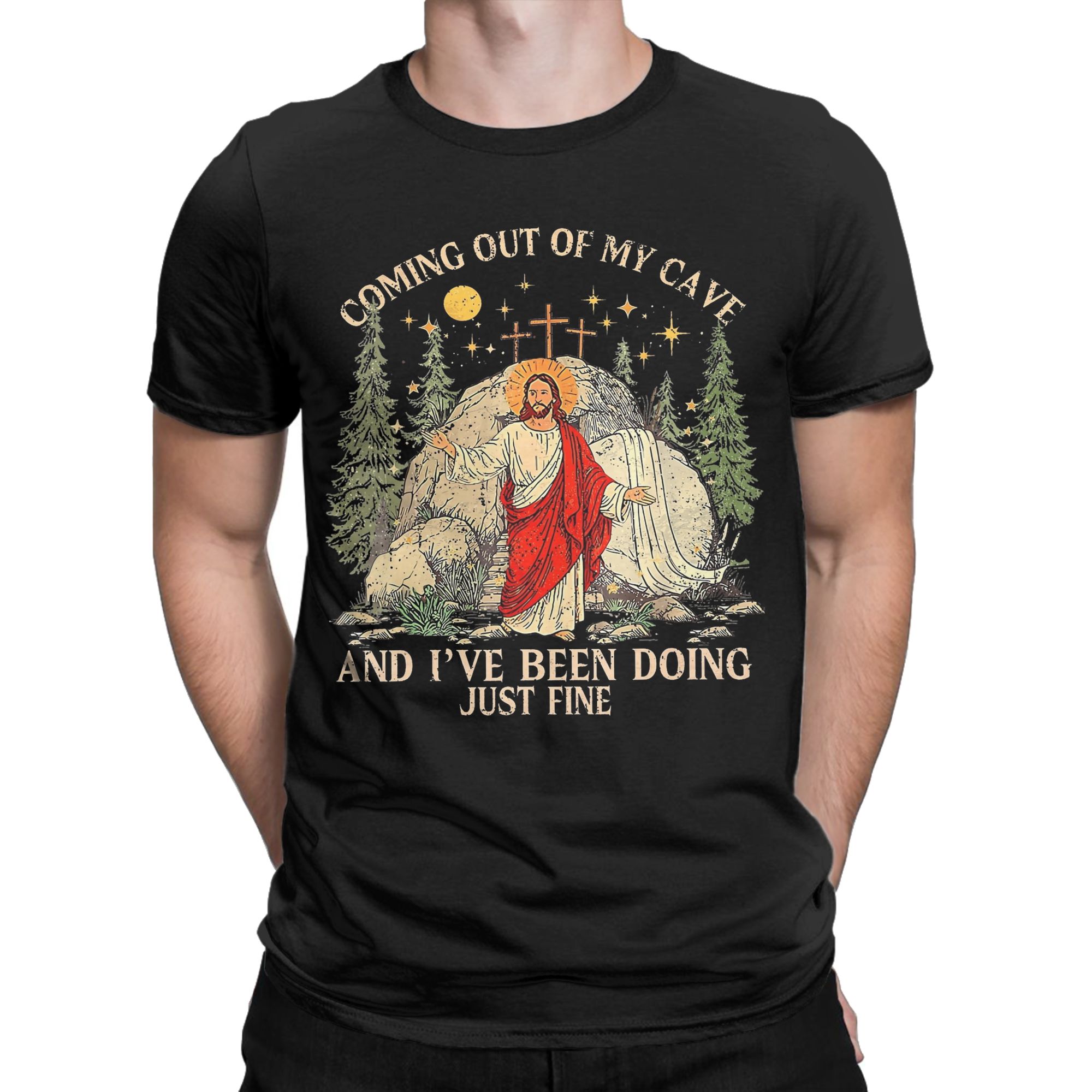 Jesus Coming Out Of My Cave T  - Summer Clothing Ideas avaliação e preço