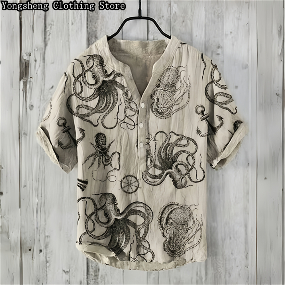 Summer men's short-sleeved POL - Summer Clothing Men Linen avaliação e preço