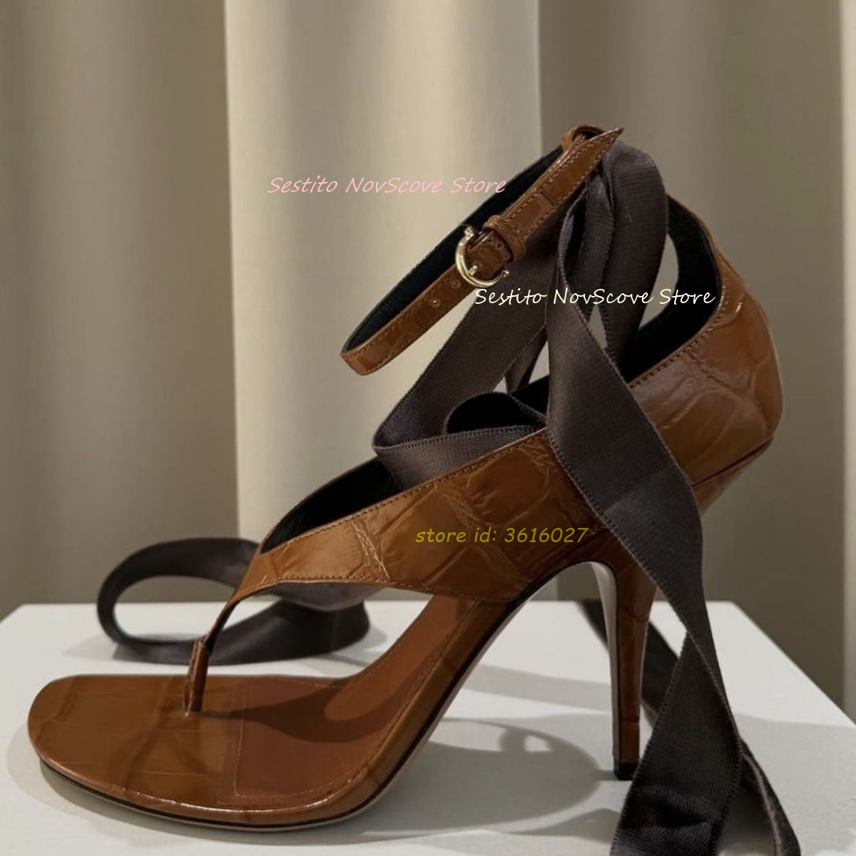 Brown Open Toe Lace Up Sandals - Summer Clothing Collection avaliação e preço
