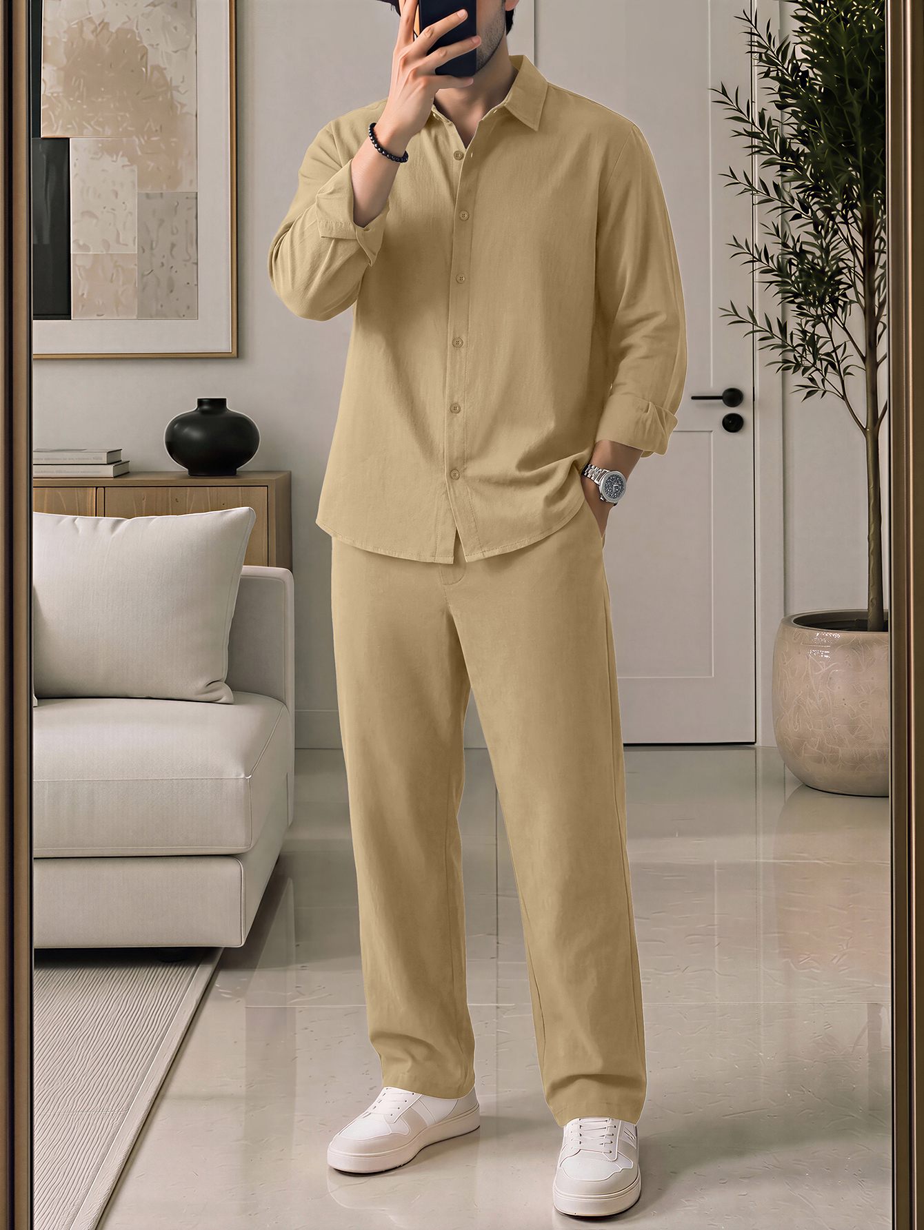 Lightweight And Comfortable Me - Summer Clothing Men Linen avaliação e preço